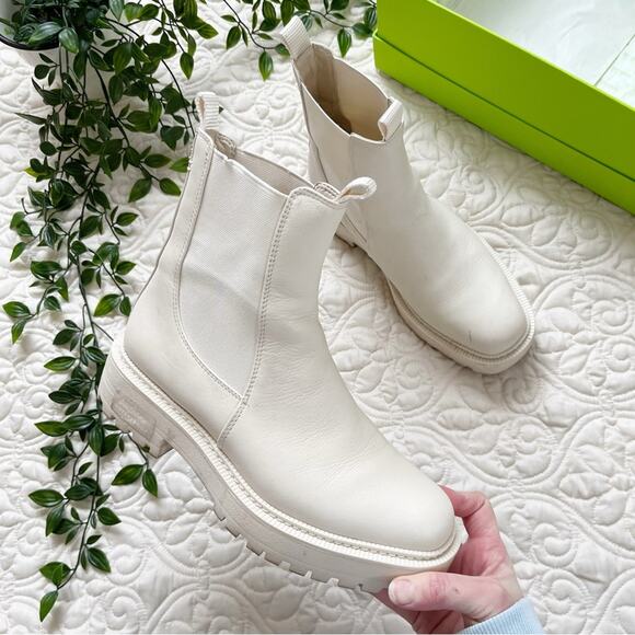 Sam Edelman Laguna Ivory Leather Boots Sz 8 - Picture 1 of 8